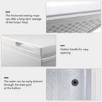 Congélateur à coffre de 1,8 pi3 avec panier amovible, drain inférieur, thermostat à 7 niveaux, design indépendant pour maison et appartement.