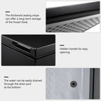 Congélateur à coffre de 1,8 pi3 avec panier amovible, drain inférieur, thermostat à 7 niveaux, design indépendant pour maison et appartement.