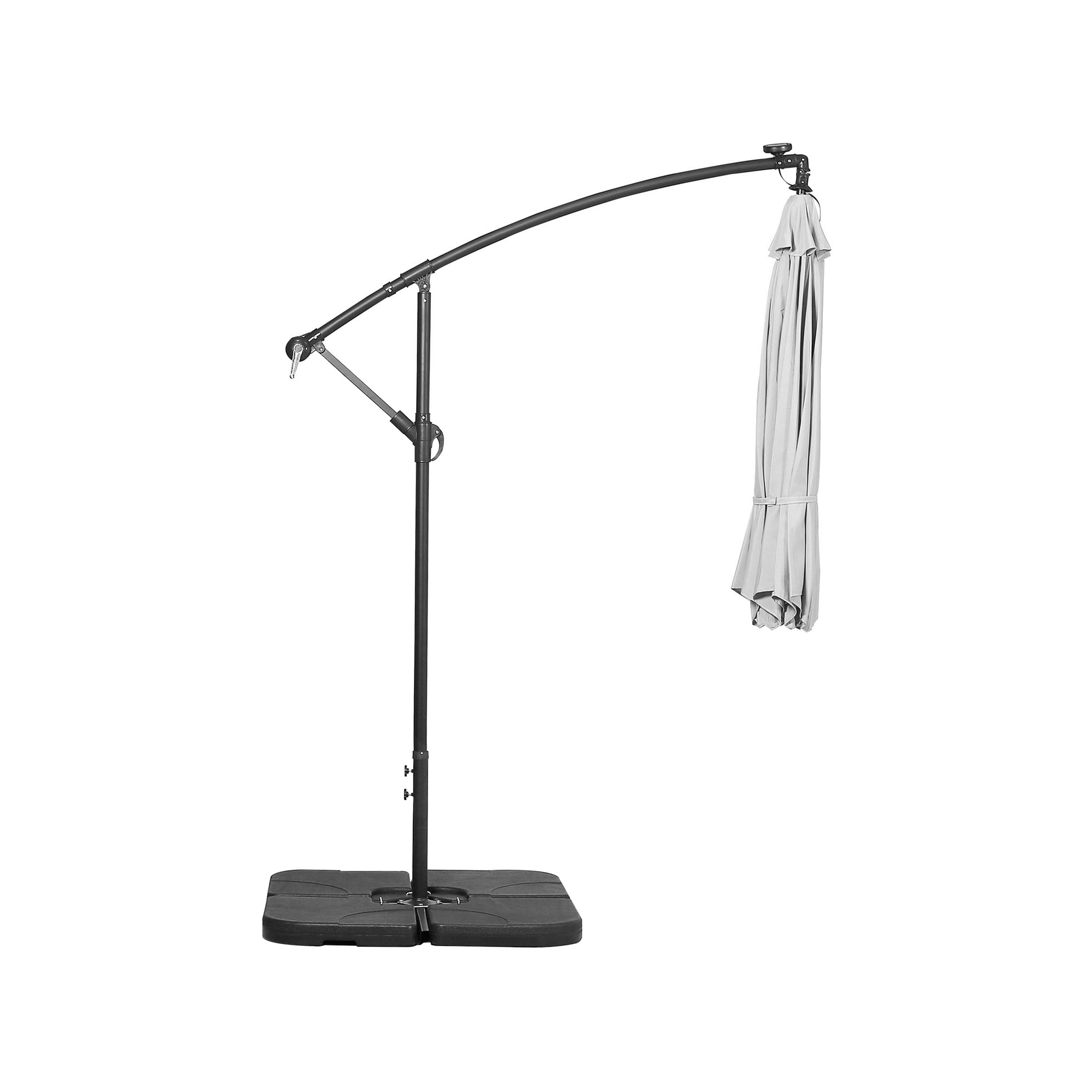 Parasol de terrasse à éclairage solaire de 3 mètres avec pied de support.