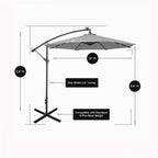 Parasol de terrasse à éclairage solaire de 3 mètres avec pied de support.
