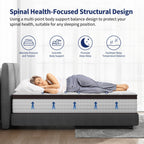 Matelas hybride en mousse à mémoire de forme - Soutien moyen, ressorts renforcés pour soulager les points de pression, certifié CertiPUR-US