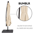 Parasol cantilever en acier de 3 m avec levier de manivelle et base lestée