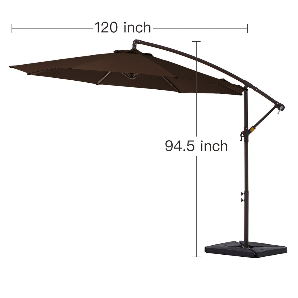 Parasol cantilever en acier de 3 m avec levier de manivelle et base lestée