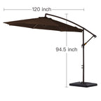 Parasol cantilever en acier de 3 m avec levier de manivelle et base lestée