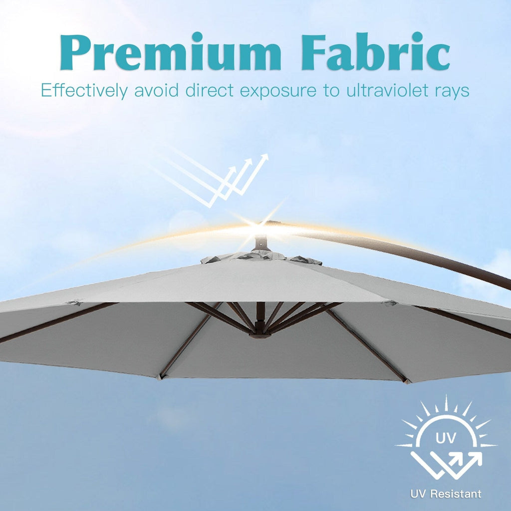 Parasol cantilever en acier de 3 m avec levier de manivelle et base lestée