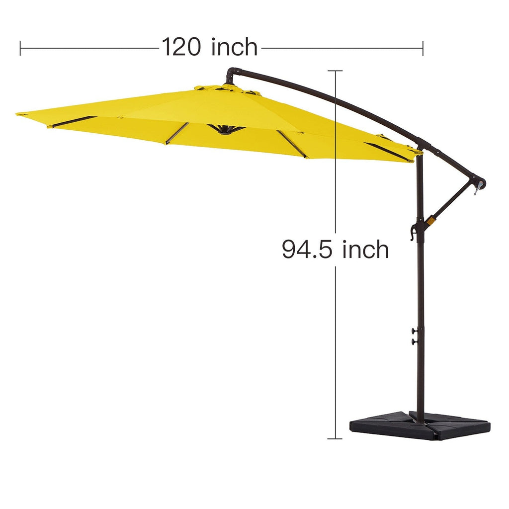 Parasol cantilever en acier de 3 m avec levier de manivelle et base lestée