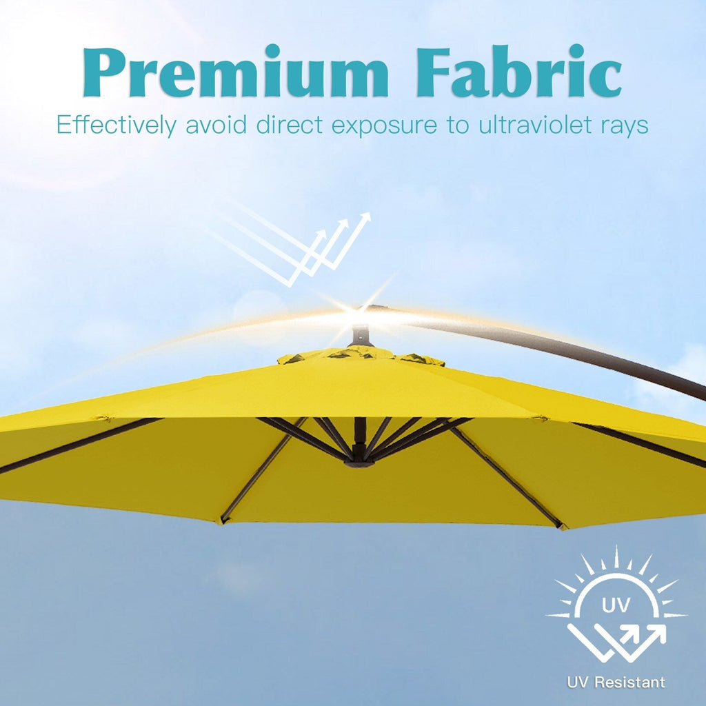 Parasol cantilever en acier de 3 m avec levier de manivelle et base lestée