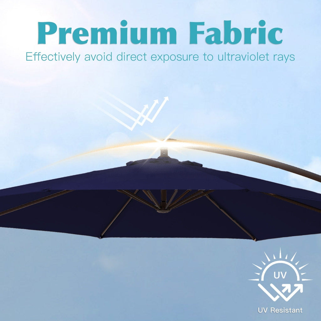 Parasol cantilever en acier de 3 m avec levier de manivelle et base lestée