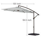 Parasol cantilever en acier de 3 m avec levier de manivelle et base lestée