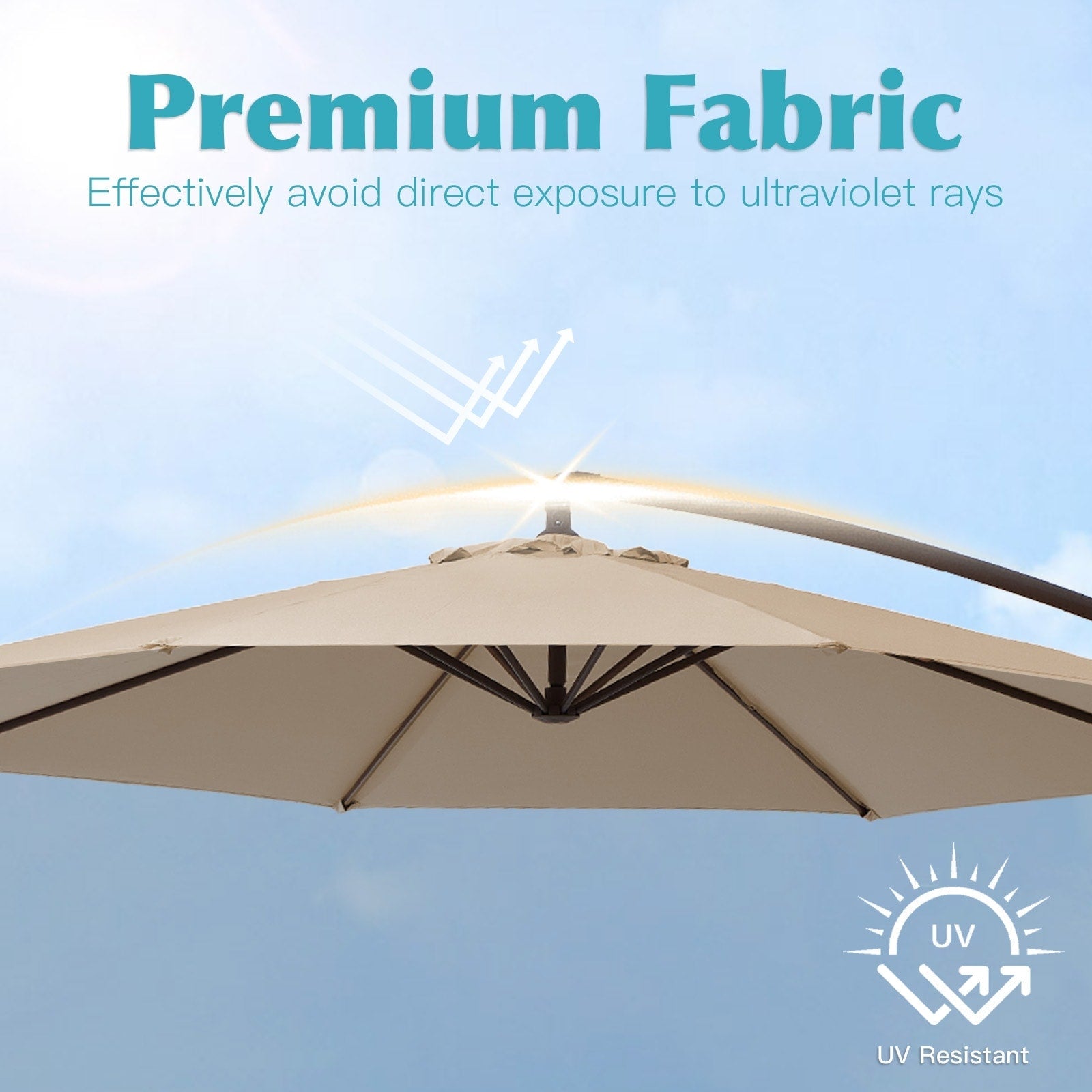 Parasol cantilever en acier de 3 m avec levier de manivelle et base lestée