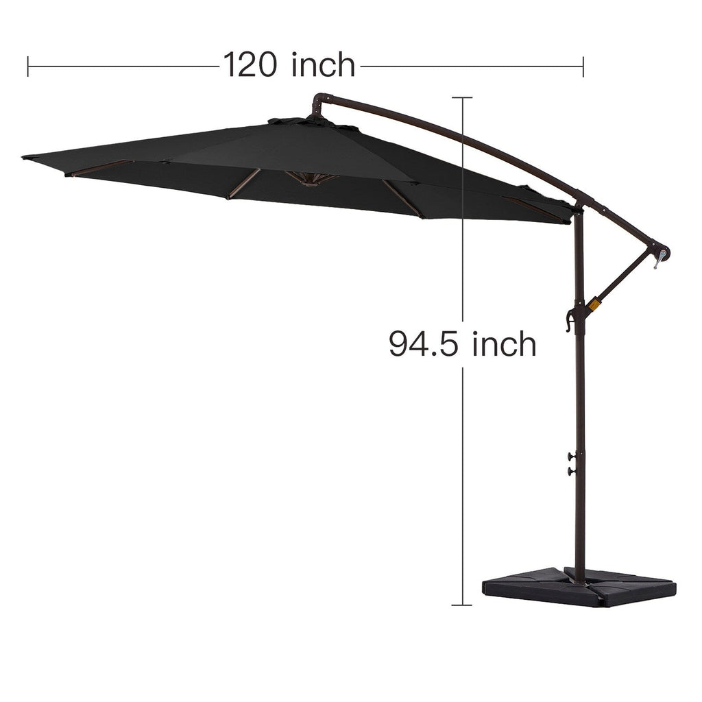 Parasol cantilever en acier de 3 m avec levier de manivelle et base lestée