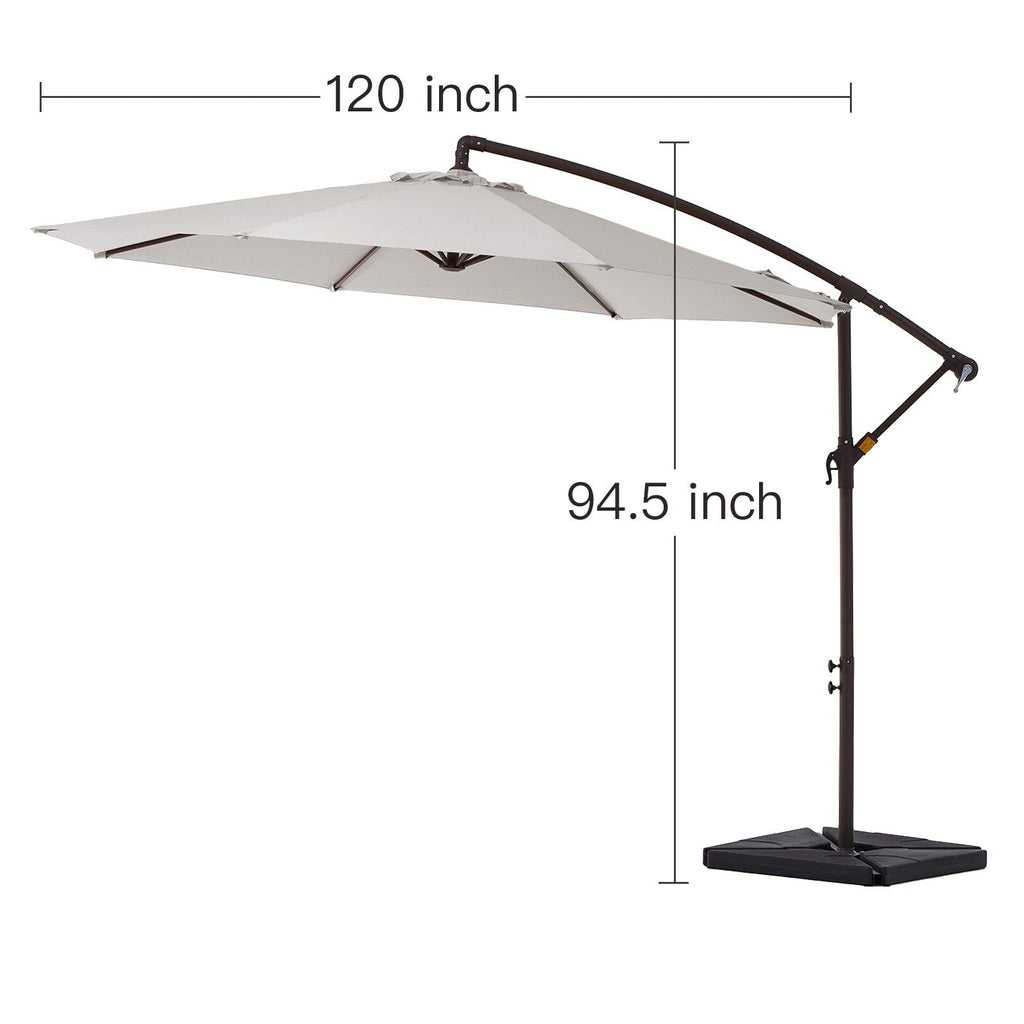 Parasol cantilever en acier de 3 m avec levier de manivelle et base lestée