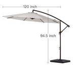 Parasol cantilever en acier de 3 m avec levier de manivelle et base lestée