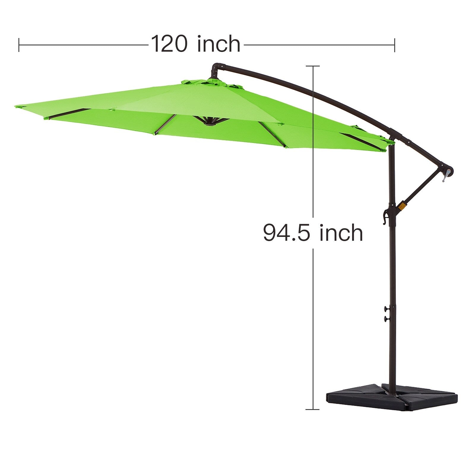 Parasol cantilever en acier de 3 m avec levier de manivelle et base lestée