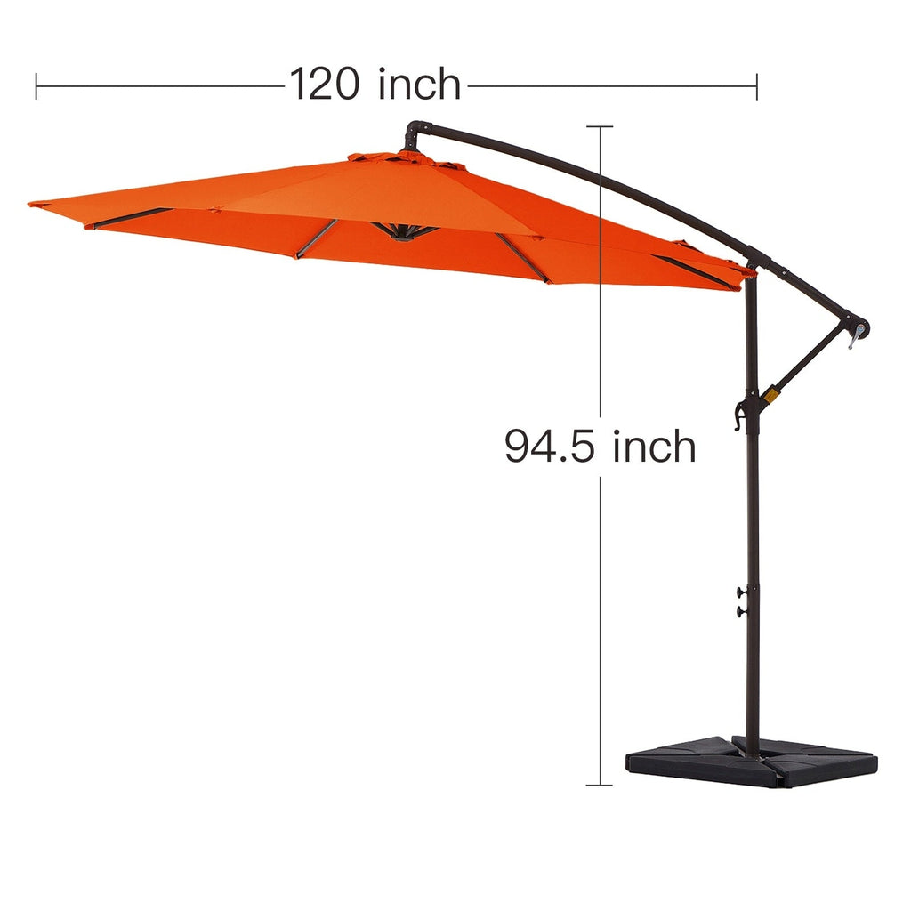 Parasol cantilever en acier de 3 m avec levier de manivelle et base lestée