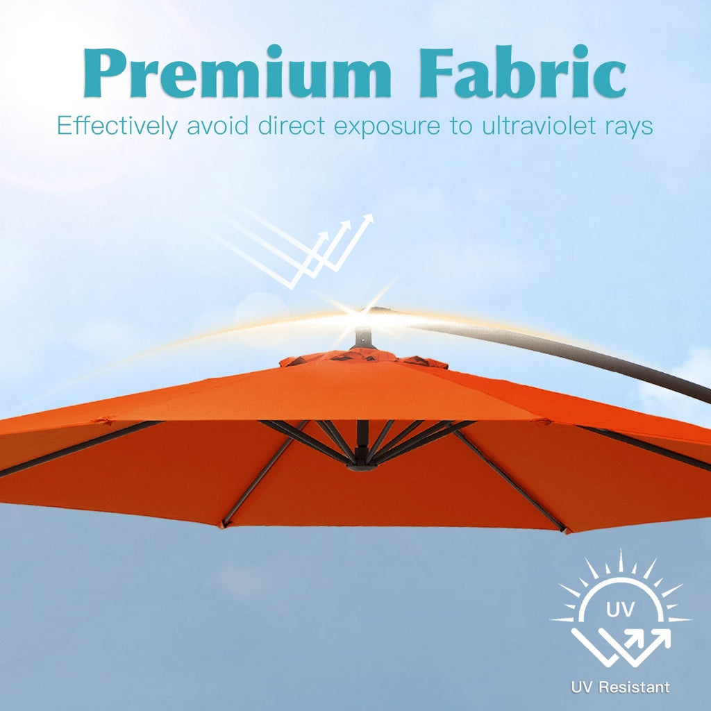 Parasol cantilever en acier de 3 m avec levier de manivelle et base lestée