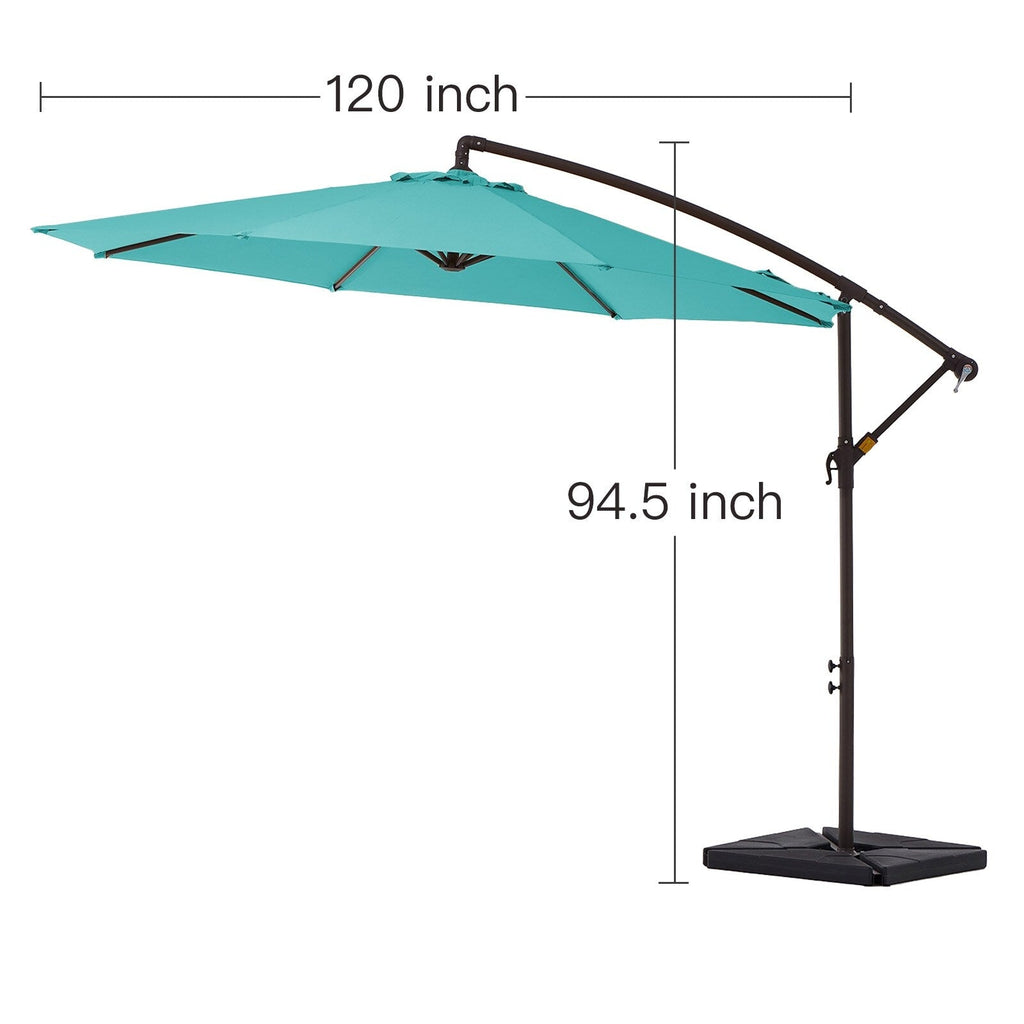 Parasol cantilever en acier de 3 m avec levier de manivelle et base lestée