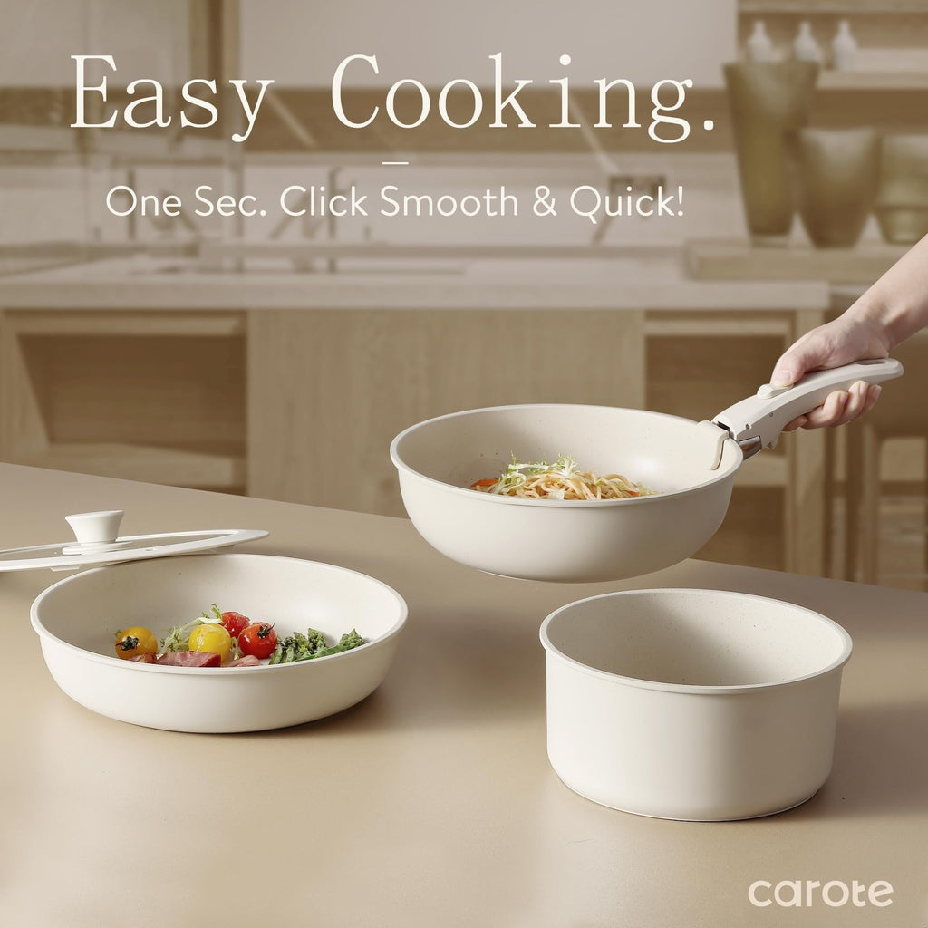 Ensemble de 11 casseroles et poêles, ensemble de cuisine antiadhésif avec manche amovible, ensemble de cuisine à induction antiadhésif avec manche amovible