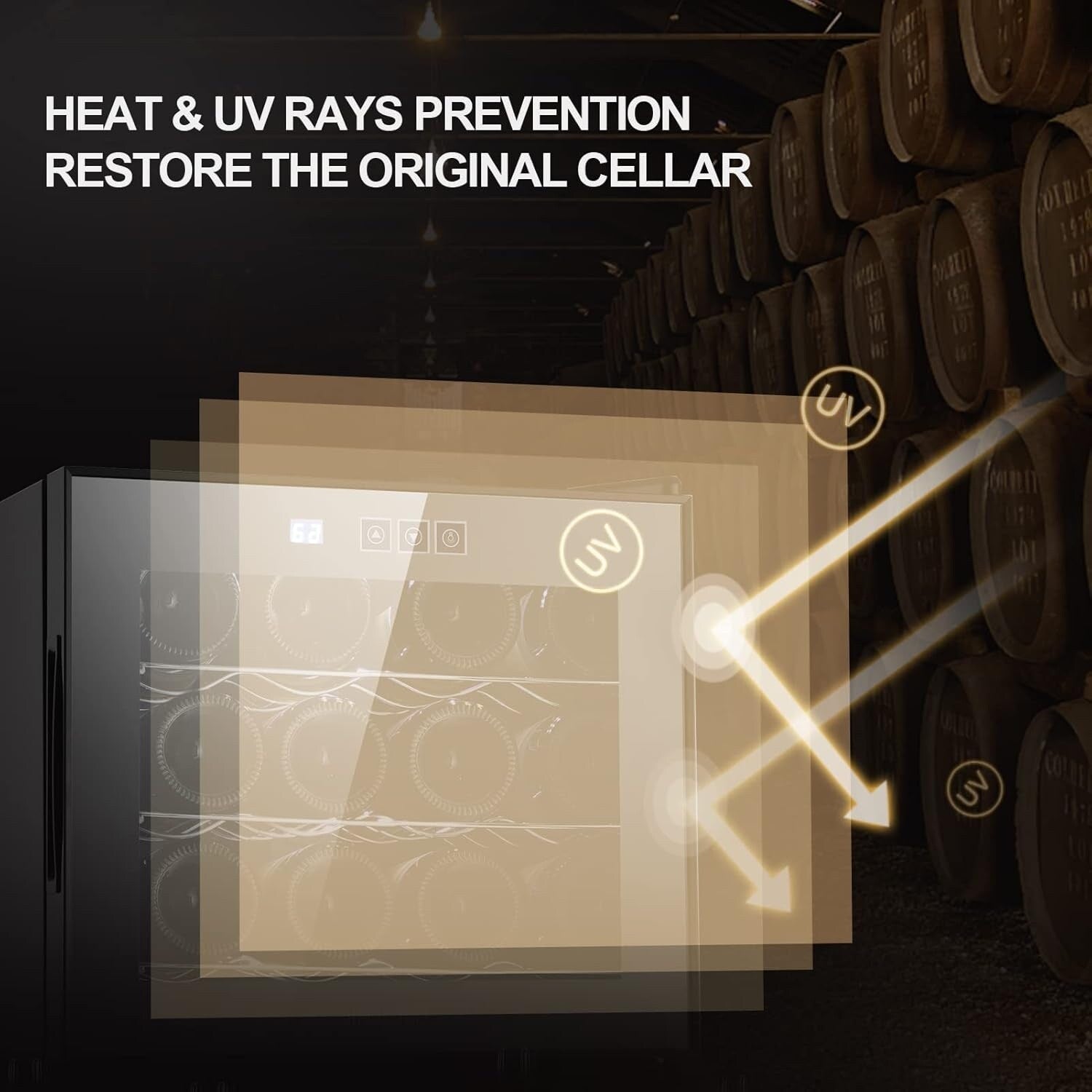 Cave à vin réfrigérante 12 bouteilles, mini cave à vin (54-66°F), cave à vin de comptoir avec contrôle numérique de la température.