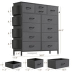 Commode 12 tiroirs, commode haute en tissu pour chambre à coucher, coffre à tiroirs