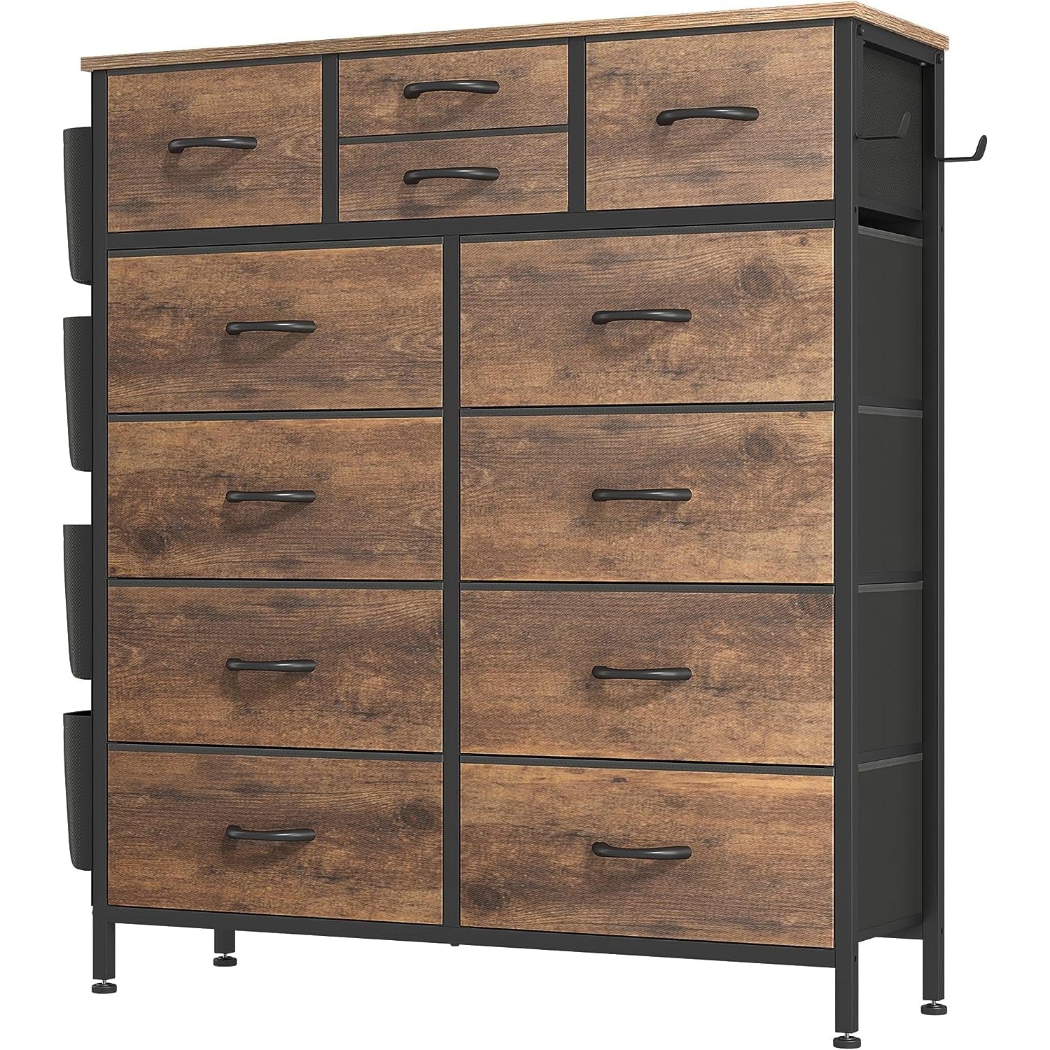 Commode 12 tiroirs, commode haute en tissu pour chambre à coucher, coffre à tiroirs