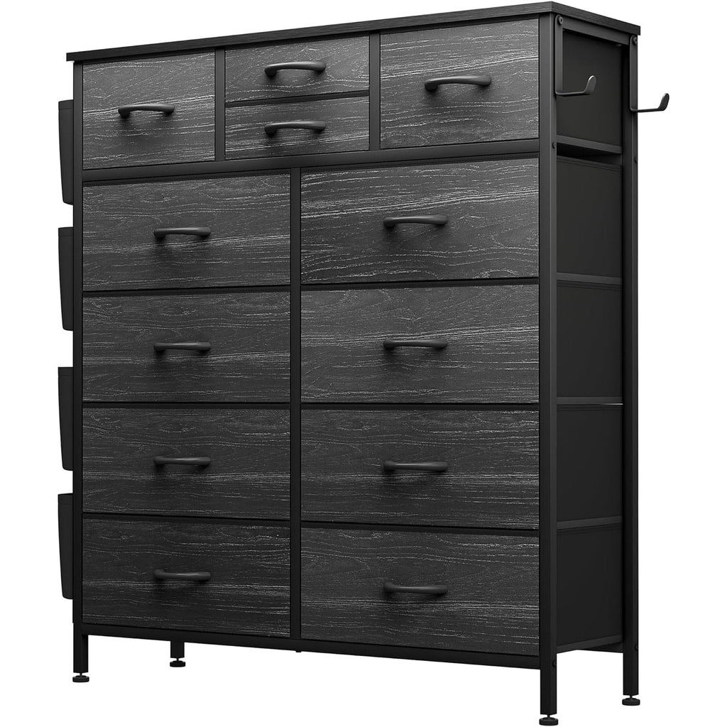Commode 12 tiroirs, commode haute en tissu pour chambre à coucher, coffre à tiroirs