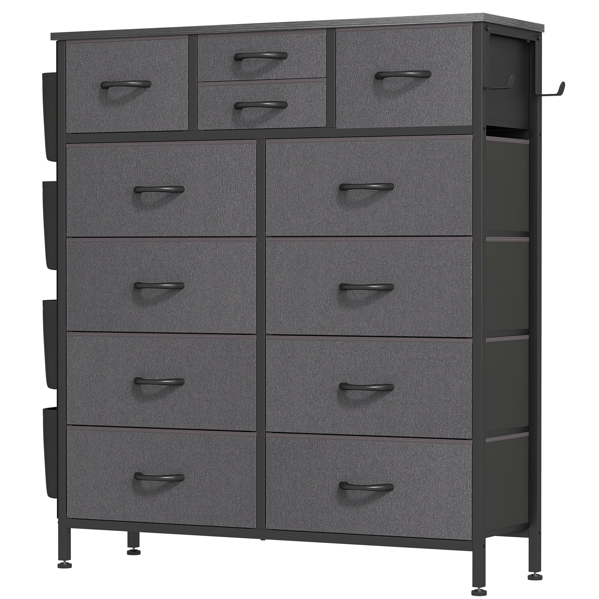 Commode 12 tiroirs, commode haute en tissu pour chambre à coucher, coffre à tiroirs