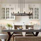 Grand lustre à 12 lumières, style cylindrique moderne du milieu du siècle, en verre transparent, forme de roue de chariot, doré/noir.