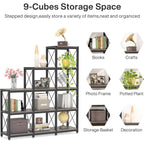 Étagère à livres en forme d'échelle à 12 niveaux, étagère d'angle de style industriel