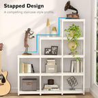 Étagère à livres en forme d'échelle à 12 niveaux, étagère d'angle de style industriel