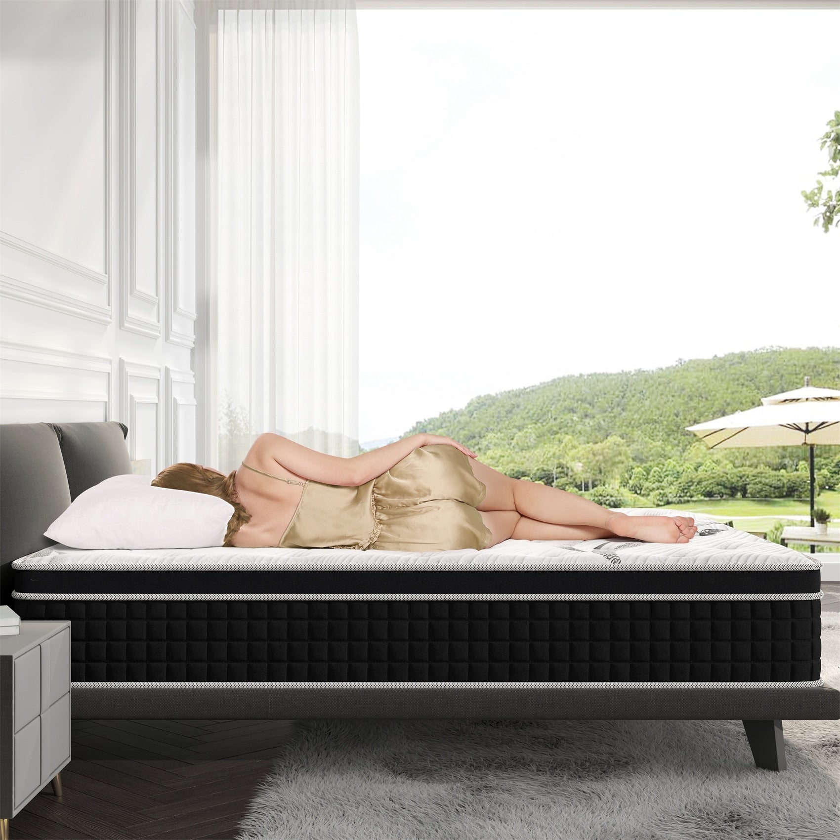 Matelas hybride en mousse à mémoire de forme avec gel, 12 pouces, livré dans une boîte