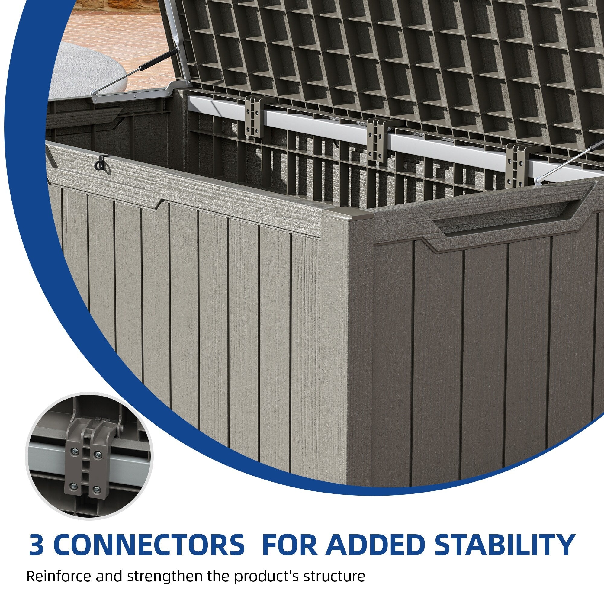 Grand coffre de rangement en résine résistant à l'eau, verrouillable, 120 à 260 gallons