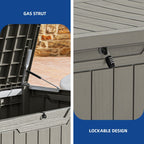 Grand coffre de rangement en résine résistant à l'eau, verrouillable, 120 à 260 gallons