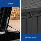 Grand coffre de rangement en résine résistant à l'eau, verrouillable, 120 à 260 gallons