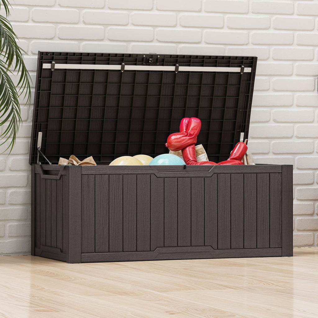 Grand coffre de rangement en résine résistant à l'eau, verrouillable, 120 à 260 gallons