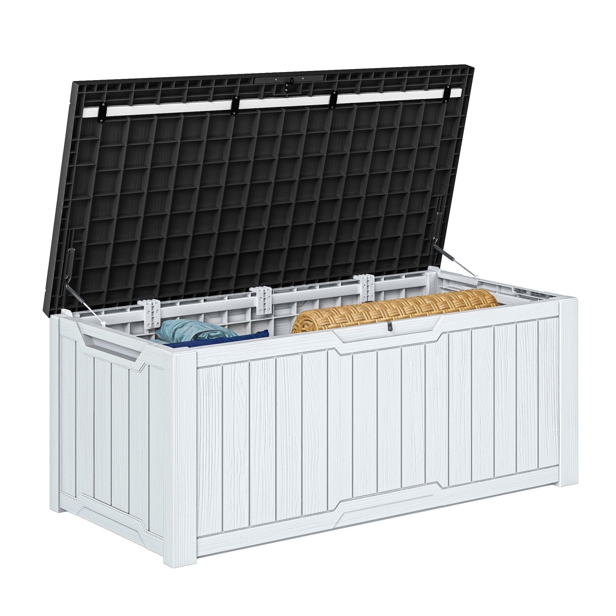 Grand coffre de rangement en résine résistant à l'eau, verrouillable, 120 à 260 gallons