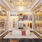 Rackcog Organisateur de placard réglable de 305 cm avec tiroirs, système de rangement avec étagères personnalisables pour placard à l'ancienne et placard aménagé.