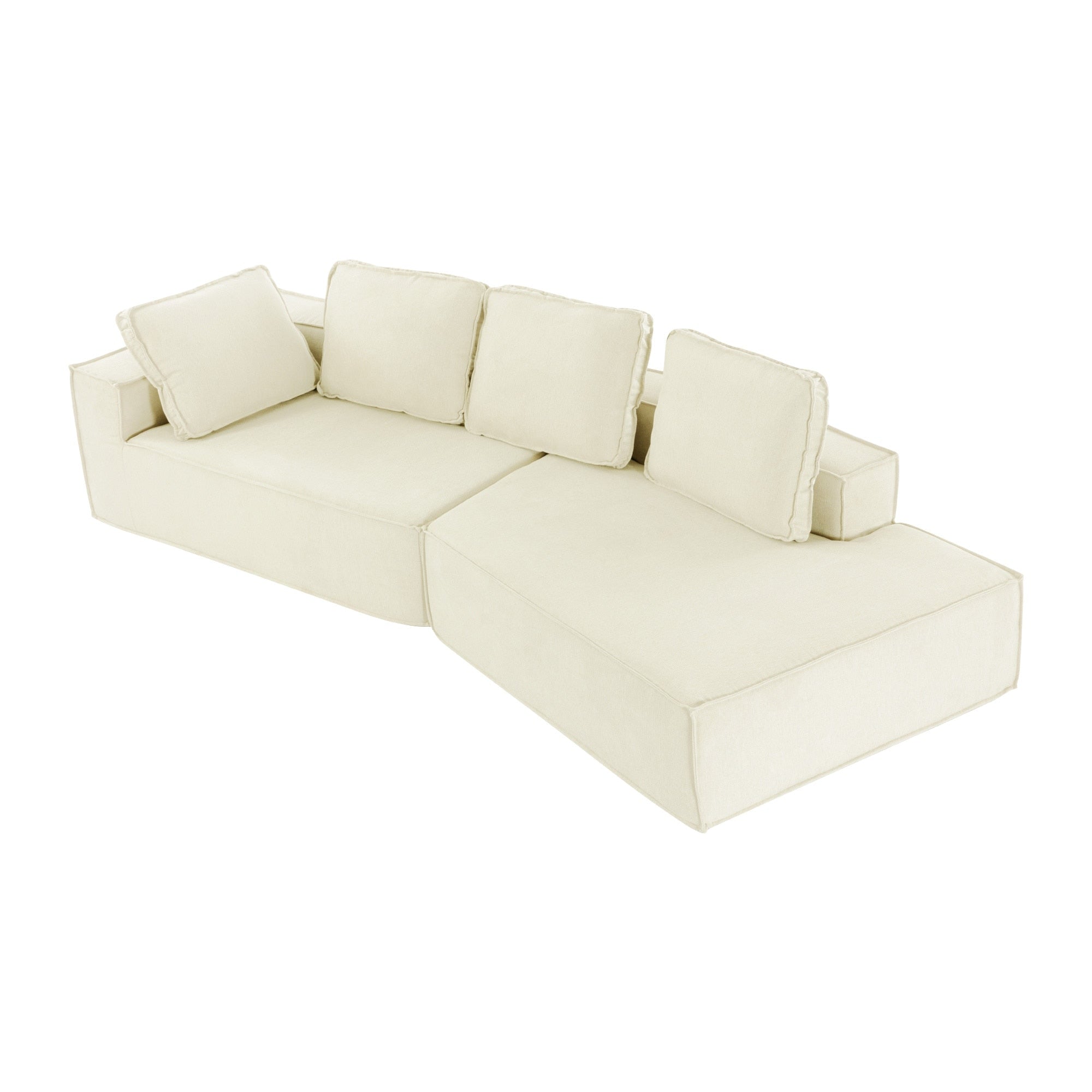 125 Chaise longue élégante, canapé-lit moderne pour intérieur, avec des lignes épurées pour le salon, beige.
