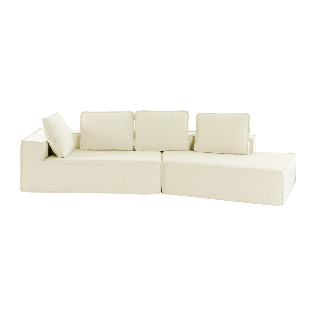 125 Chaise longue élégante, canapé-lit moderne pour intérieur, avec des lignes épurées pour le salon, beige.