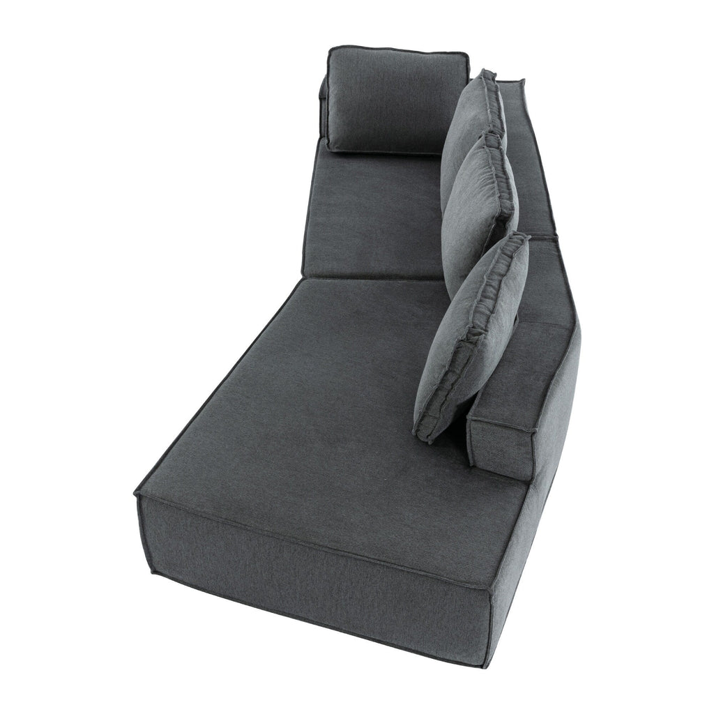 125 Chaise longue élégante, canapé-lit moderne pour intérieur, avec des lignes épurées pour le salon, beige.