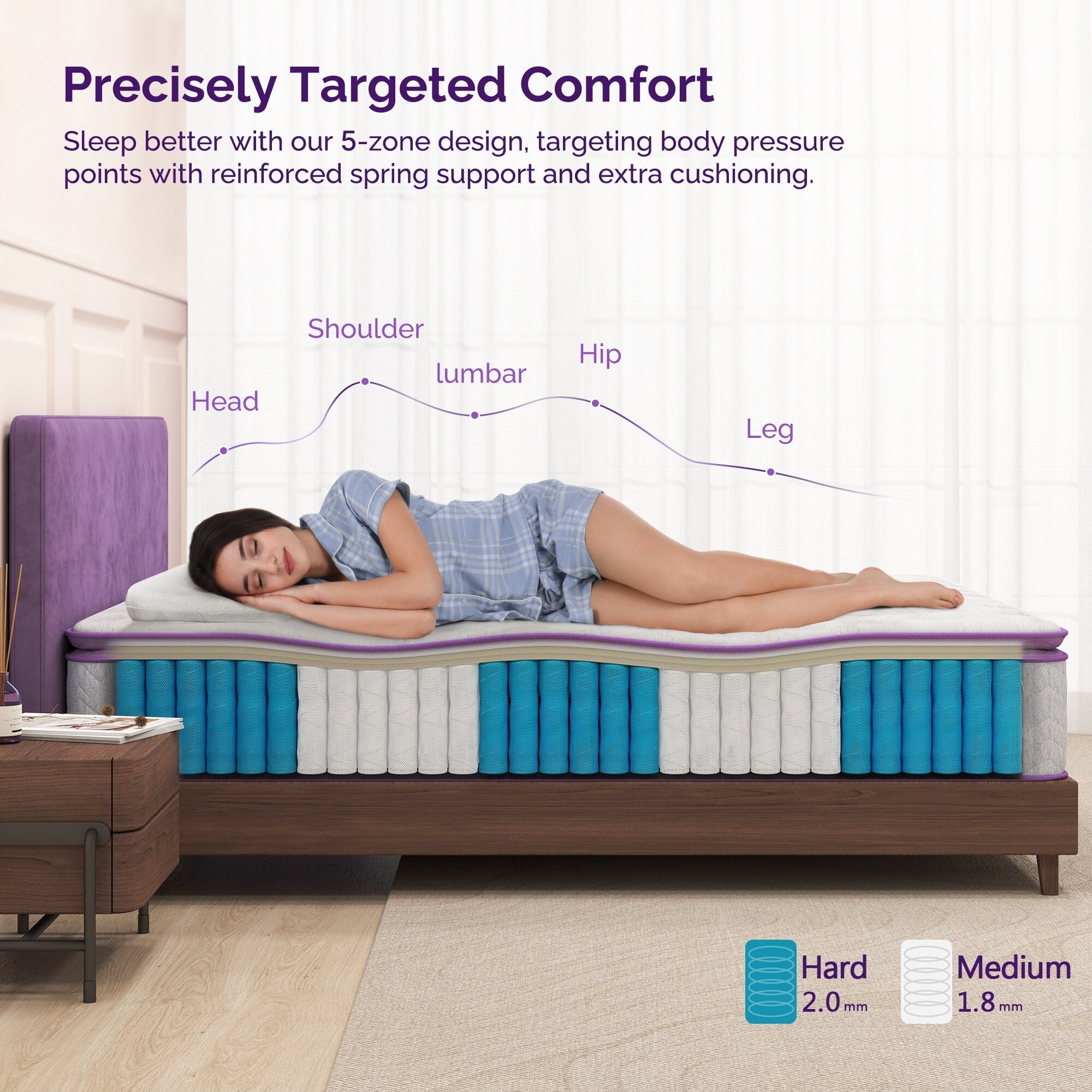 Matelas à ressorts à revêtement en mousse à mémoire de forme de 30 cm (12 pouces) à fermeté moyenne