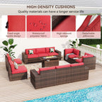 Ensemble de mobilier de patio 13 pièces avec table de foyer de 44 pouces