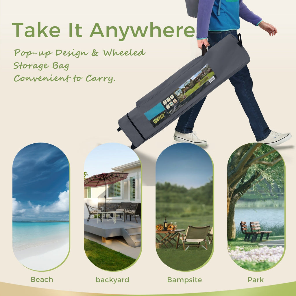 Caravane de jardin gonflable renforcée, 13' x 13', avec élégant rideau d'angle - 13x13ft