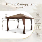 Caravane de jardin gonflable renforcée, 13' x 13', avec élégant rideau d'angle - 13x13ft