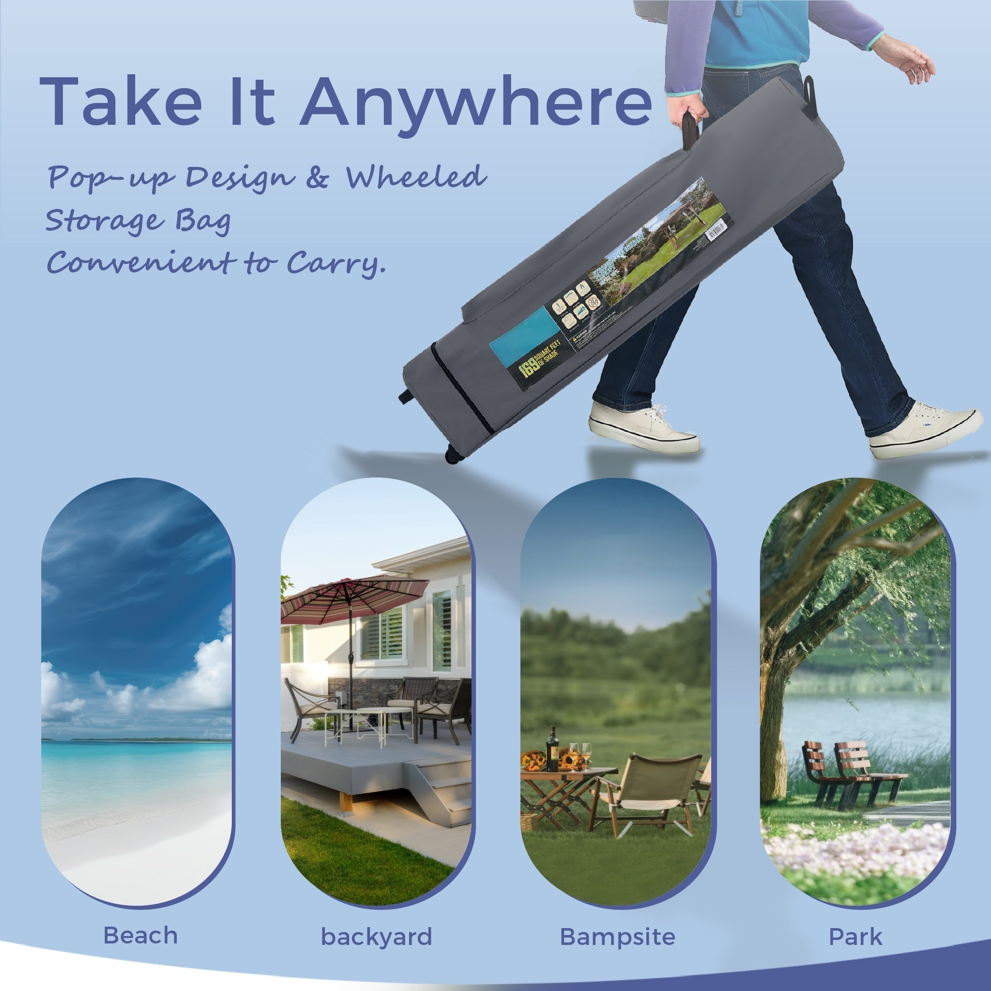 Caravane de jardin gonflable renforcée, 13' x 13', avec élégant rideau d'angle - 13x13ft