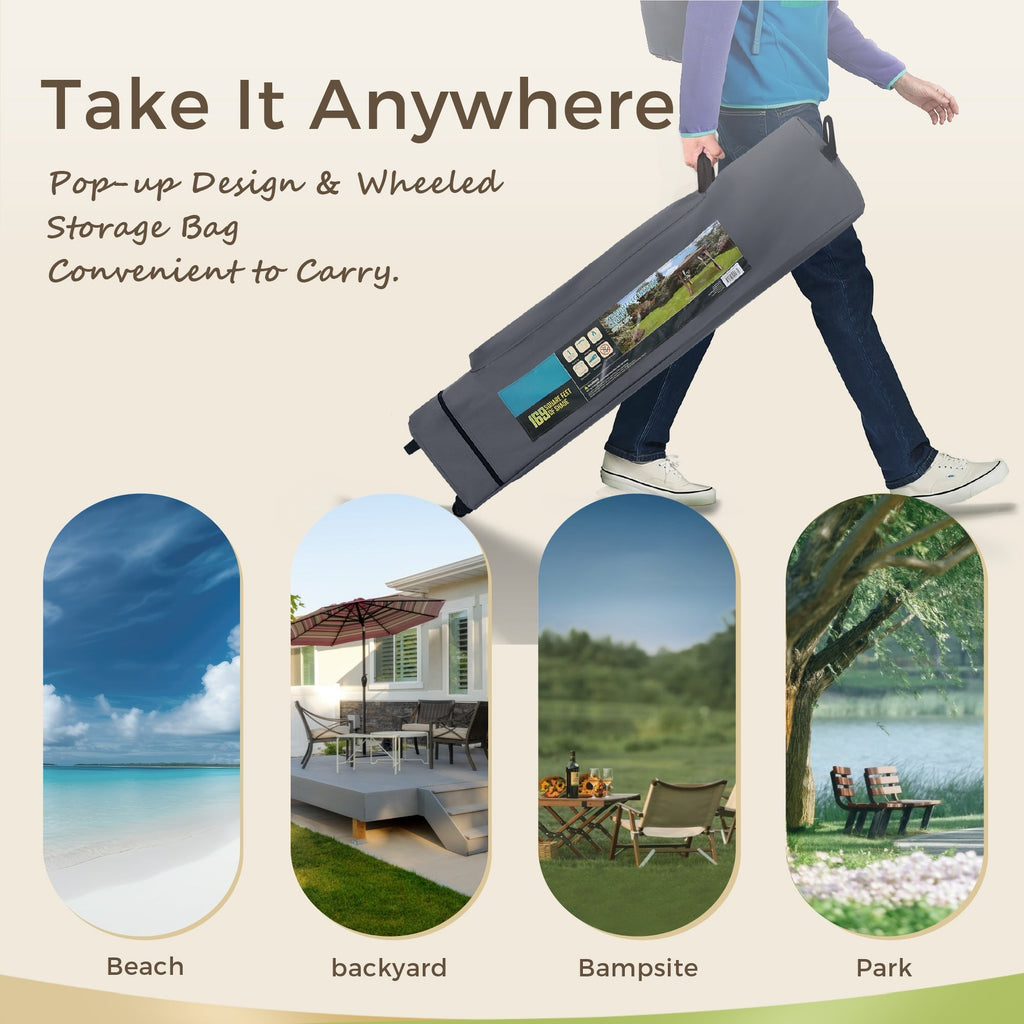 Caravane de jardin gonflable renforcée, 13' x 13', avec élégant rideau d'angle - 13x13ft