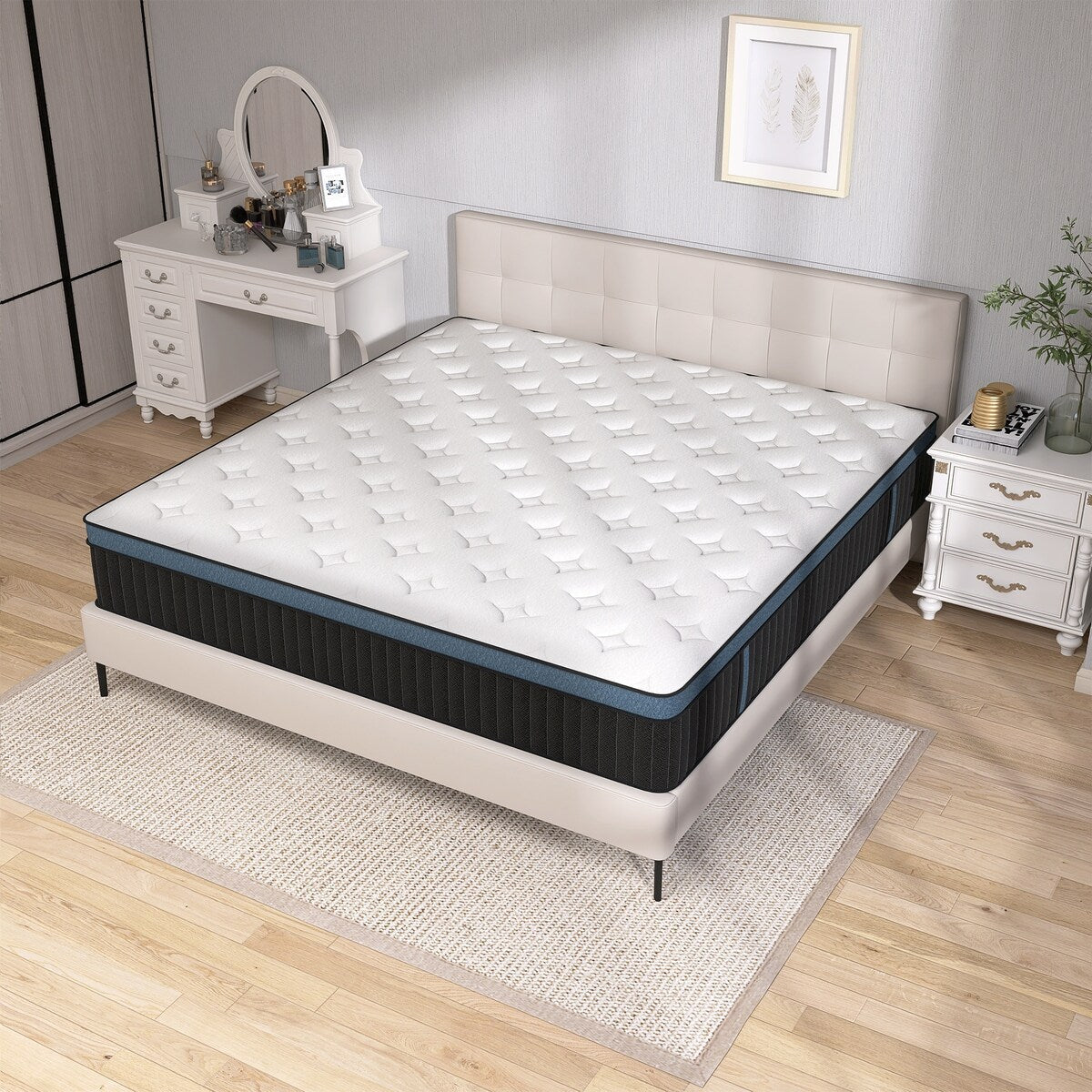 Matelas hybride en mousse gélifiée de 35 cm (14 pouces) livré dans une boîte pour un soutien et un soulagement de la pression.