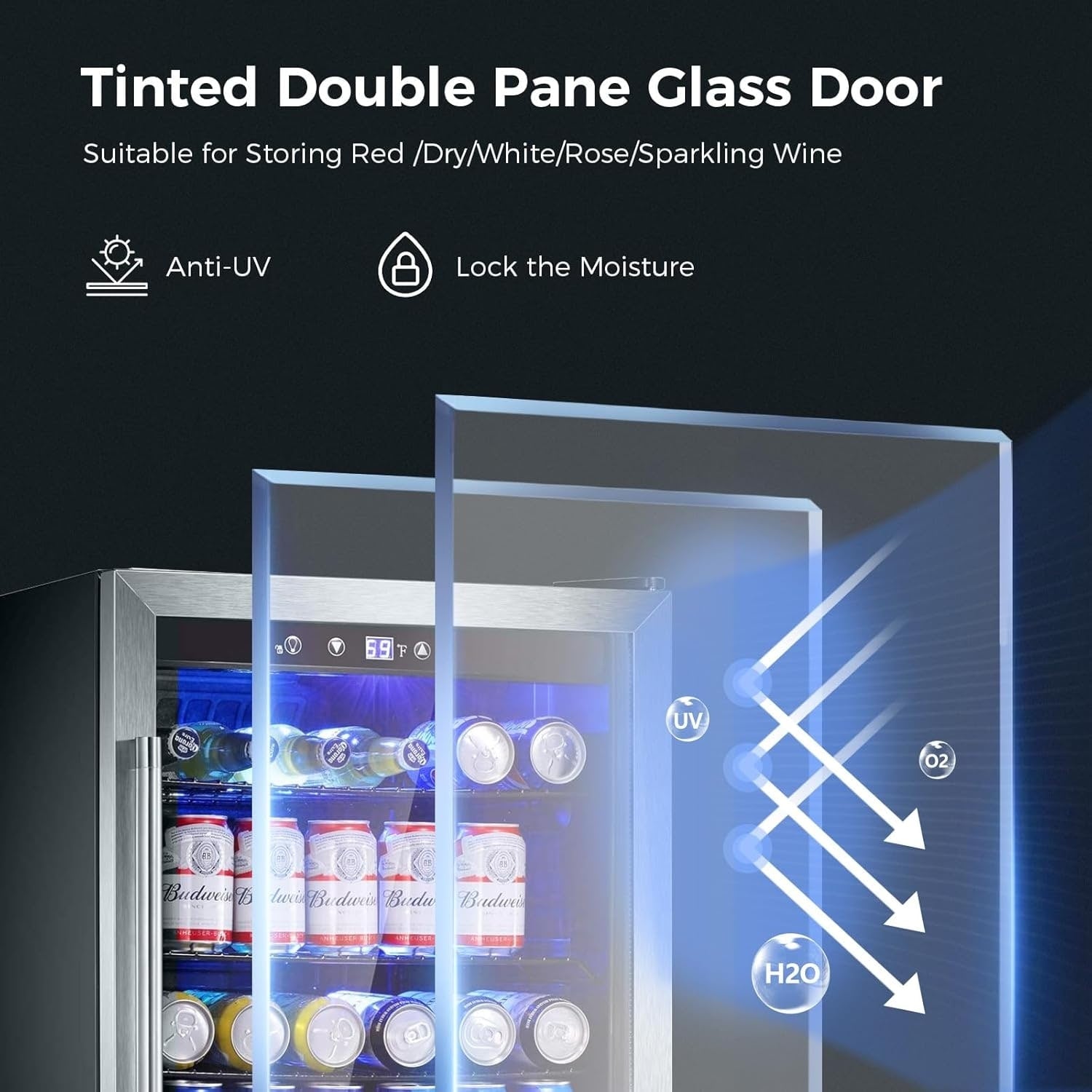 Réfrigérateur à boissons de 145 canettes, mini réfrigérateur de 4,4 pieds cubes avec porte en verre pour sodas, bières, vins – façade transparente pour la maison, le bureau ou le bar.