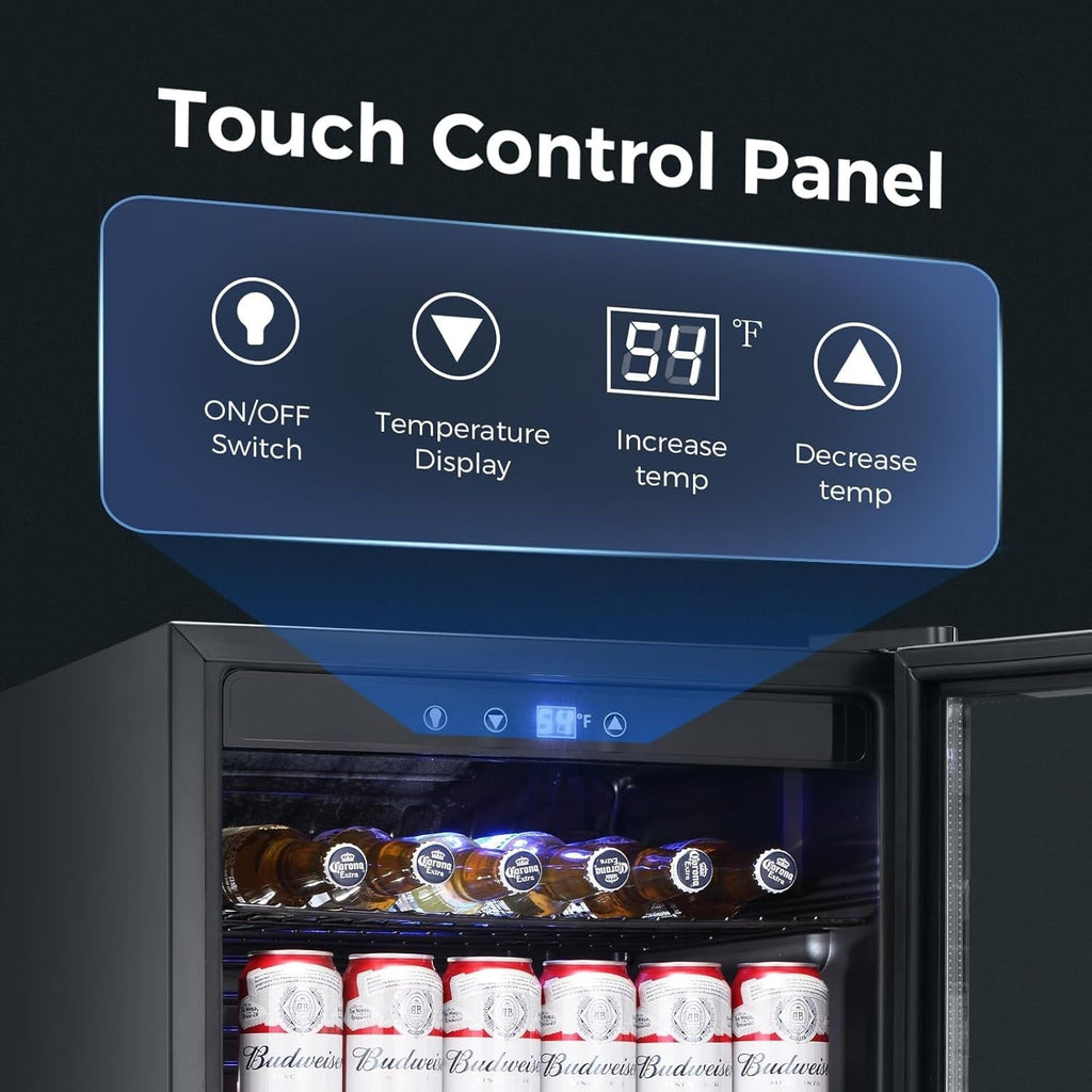 Réfrigérateur à boissons de 145 canettes, mini réfrigérateur de 4,4 pieds cubes avec porte en verre pour sodas, bières, vins – façade transparente pour la maison, le bureau ou le bar.