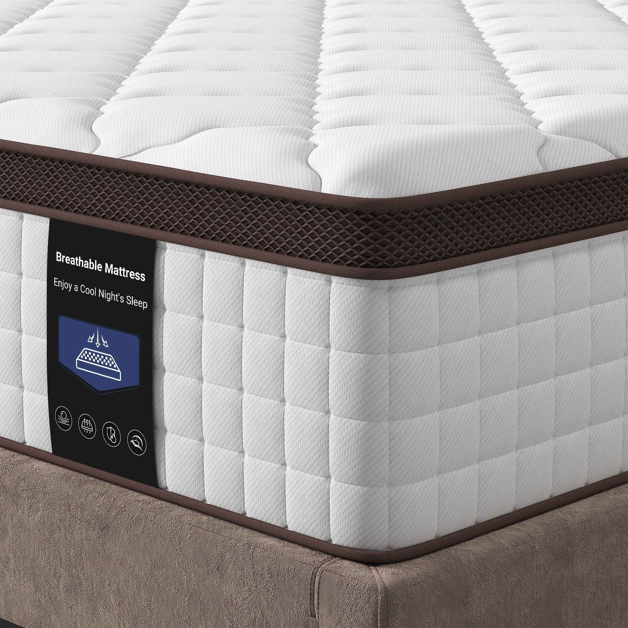 Matelas hybride 14 pouces - Mousse à mémoire de forme au gel de charbon de bambou et ressorts ensachés à 7 zones, fermeté moyenne, essai de 100 nuits